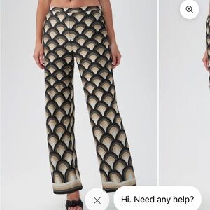 Trina Turk Asia Pants Black and Gold Patterned Fabric